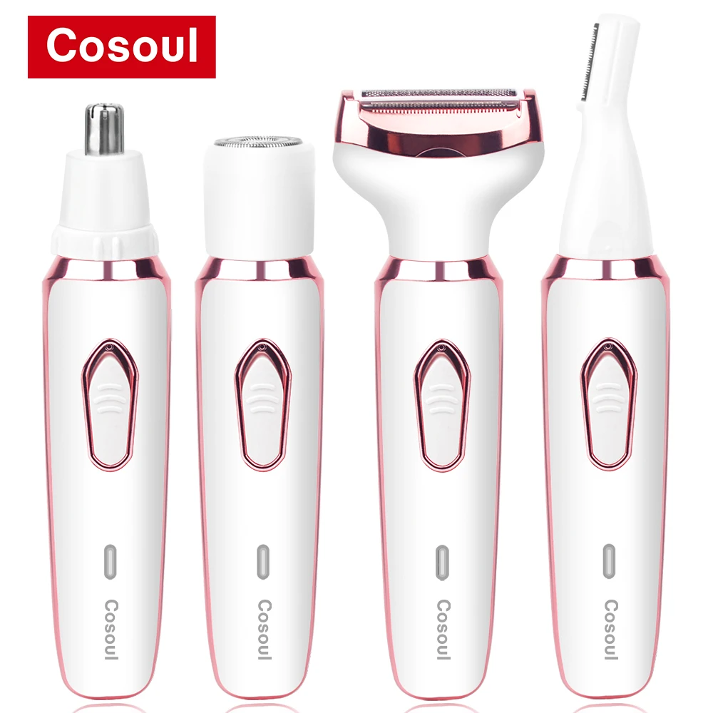 Rasoir électrique pour femme, tondeuse à cheveux pour le visage, la barbe, la moustache, les aisselles, le bikini, la jambe, le rasoir portable indolore 4 en 1 rechargeable sans fil pour le corps