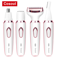 4 in 1 Electric Razor for Women Shaver Lady Shaver Body Hair Trimmer for Armpit Bikini Arm Leg Face Mustache Portable Painless