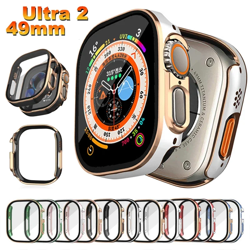 Tempered Glass+Cover for Apple Watch Ultra 2 49mm Case Screen Protector Frame Cover for iWatch ultra2 49 Protective Accessories