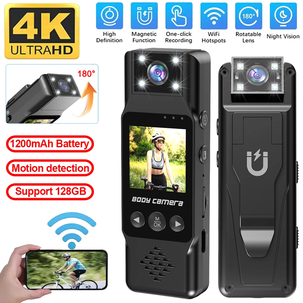 Ultra HD 4K WiFi Mini Camera Portable Sports DV Camera Small Digital Video Recorder Police BodyCam IR Night Vision Camcorder