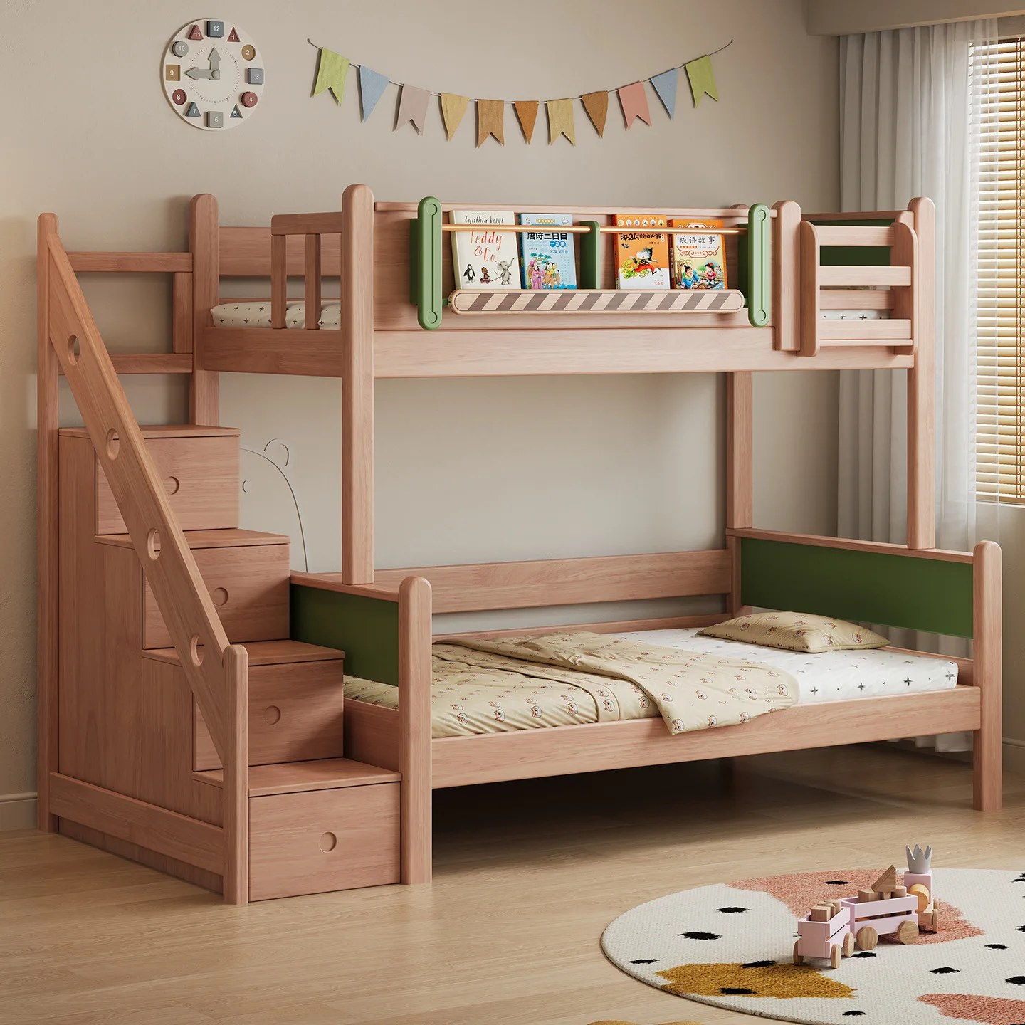 Full solid wood bunk bed Two-layer upper and lower beds Adult small apartment Children's shelf bed