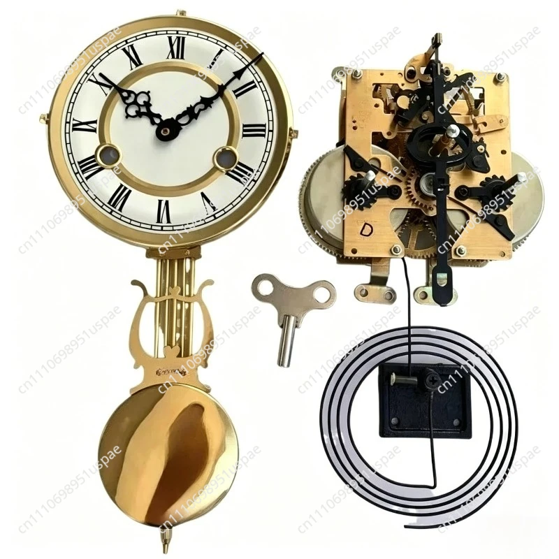 Pure Copper Movement Base Wall Clock, Old-fashioned Maintenance Swing Mechanical Wind-up Mechanical Clock Accessories 31days