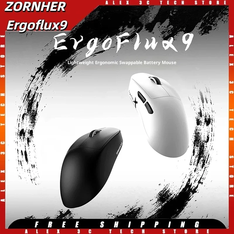 

Беспроводная мышь ZORNHER Ergoflux9 PAW3950, двойная 8 кГц, эргономичная игровая мышь FPS с батареей 2*300 мАч для Windows MAC