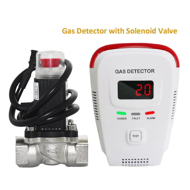 

Gas Leak Detector Natural Gas Monitor Methane LPG Home Leakage Tester with DN20 Solenoid Valve Auto Shut Off Security System