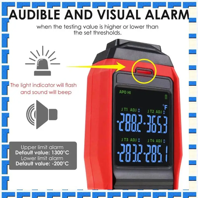 

ABNG 4 Channels Thermocouple Thermometer Data Logger Thermometerc K Type Temperature Logger With Sound & Light Alarm
