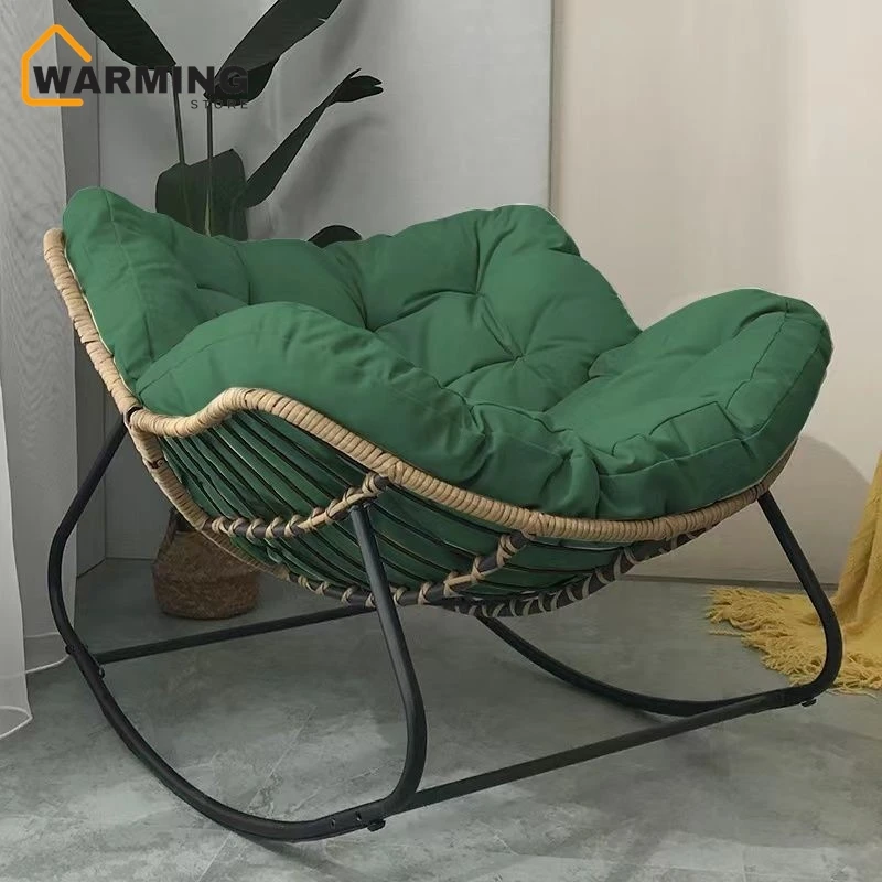 

Light Luxury Rattan Rocking Chair Can Sit And Lie Lazy Rocking Chair Balcony Home Leisure Rattan Chair Iron Double Rocking Chair