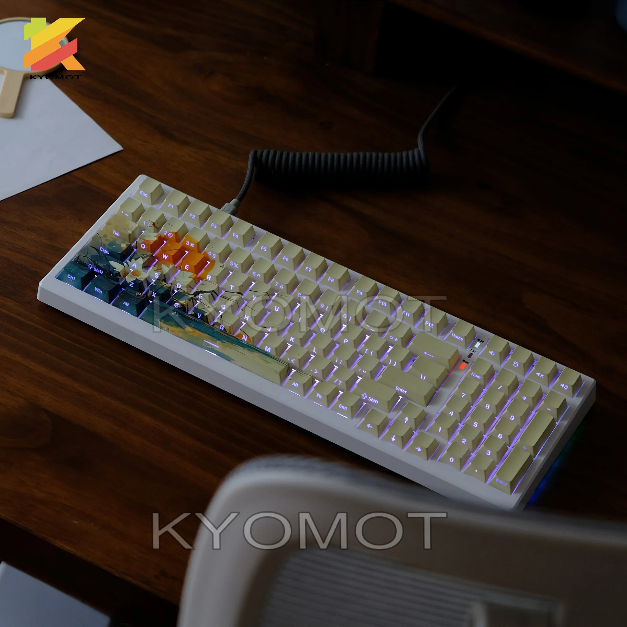 135 Keys PBT Keycaps Side Print Keycap Set Double Shot Shine Through Custom Keycaps Cherry Profile for Mechanical Keyboard Caps