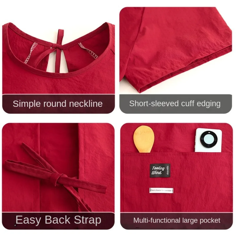 

Креативный водонепроницаемый фартук с короткими рукавами, однотонный маслостойкий фартук для приготовления пищи, мягкий с карманом, рабочая одежда с половиной рукавов для выпечки