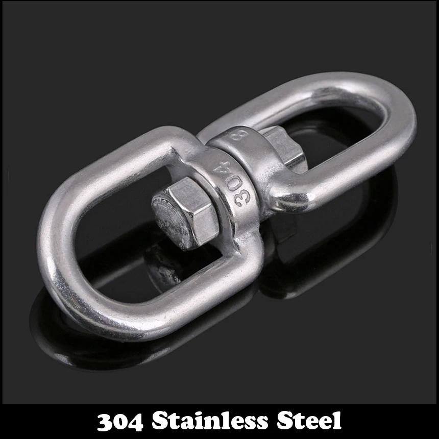 M10 M12 M16 M20 304 Stainless Steel Straight Link Chain Sling Lifting Eye To Eye Rigging Pet Rotary Chain Universal Swivel Ring