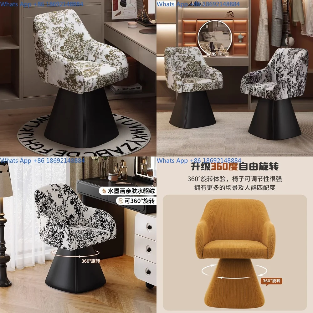 

Rotatable Makeup Stool for Bedroom Lightweight Dressing Table Chair with Backrest Suitable for Beauty Salon Nail Art Cafe Dining
