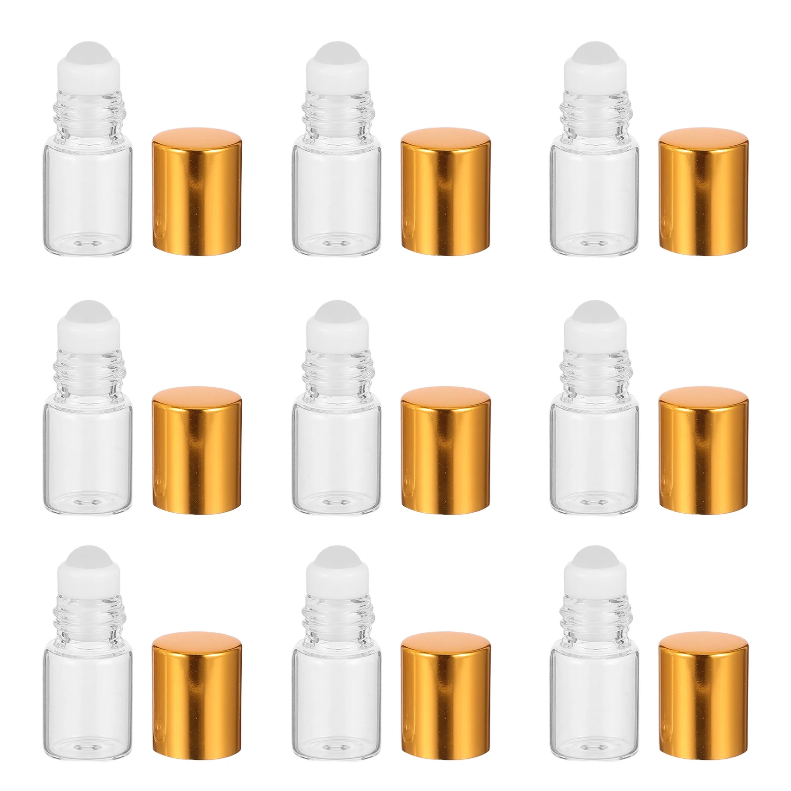 12 bottiglie a rullo per olio essenziale in vetro trasparente ricaricabili contenitori per profumo da viaggio 2 ml tappo dorato trasparente roll on