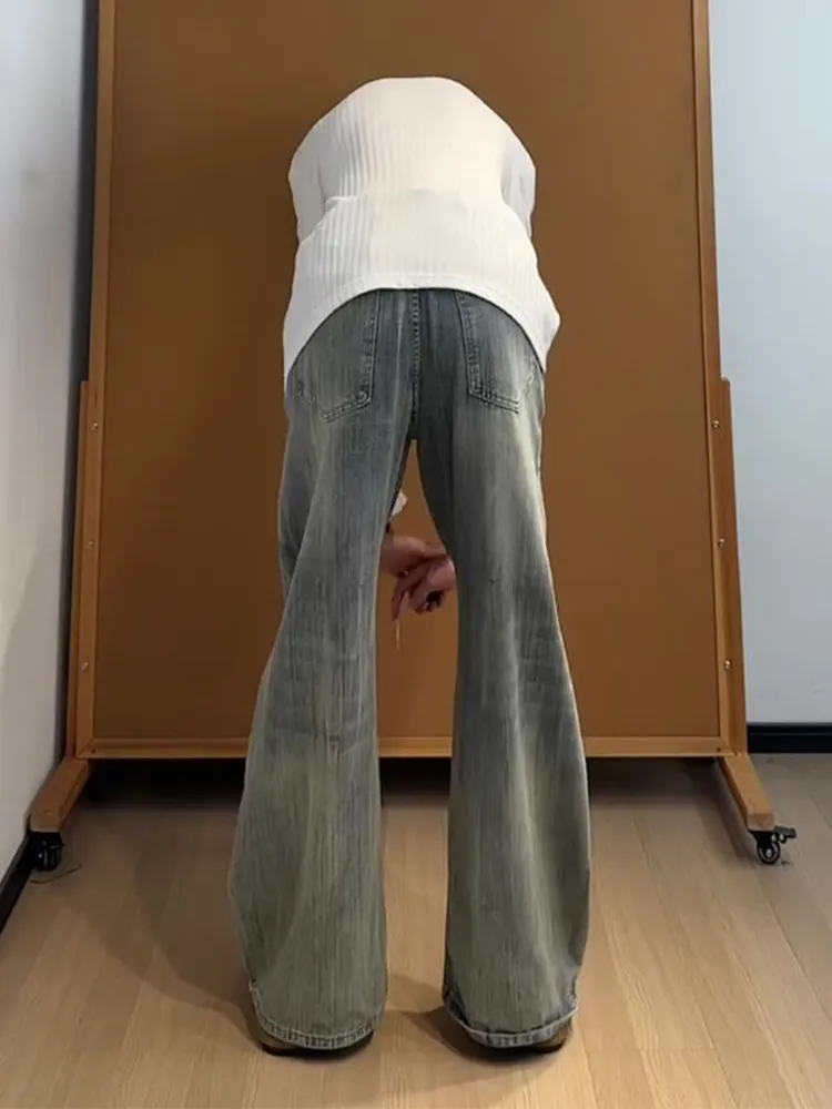 Light Blue Wide Leg Men's Jeans American Style Loose Flared Long Trousers Autumn Fashion Casual Wear Resistant Daily Use