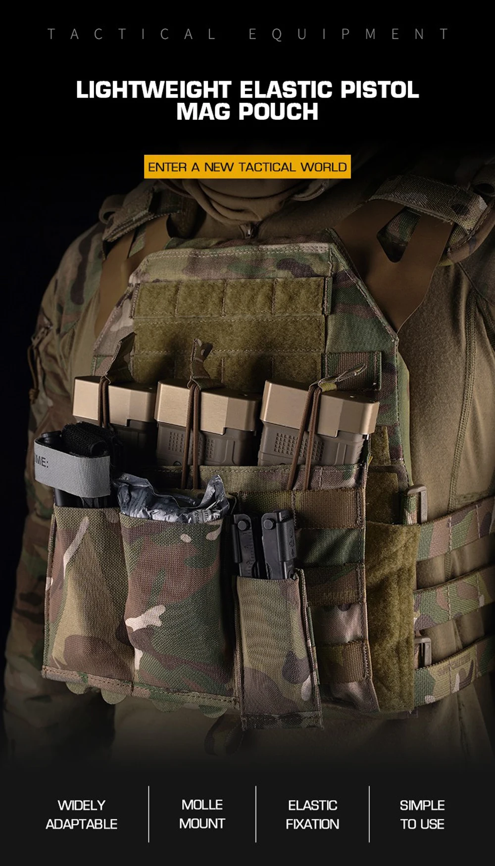 Molle Single Magazine Pouch Pistol Mag Bag Waist Belt Multi-tool Hunting Pouch e