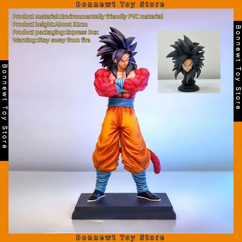 

32cm Dragon Ball Super Saiyan Super Four Goku Vegeta Standing Scene Boxed Statue Model Desktop Ornament For Friends gifts