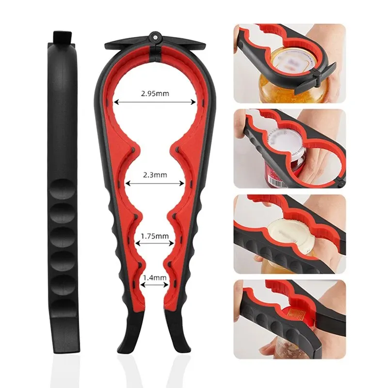 Multi Functional Can Opener 4in1 Bottle Opener Cap Twister Anti Slip Cap Twister Quick Opening Cooking Everyday Use Kitchen Tool