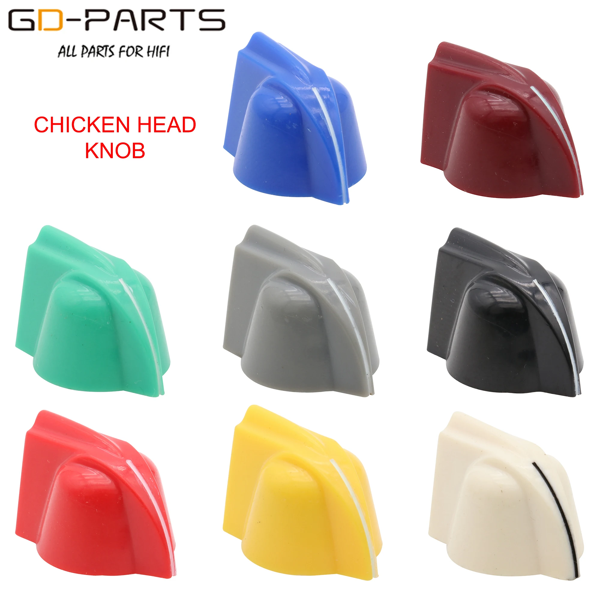 23x14mm Plastic Chicken Head Set Pointer Knobs For Guitar BASS AMP Effect Pedal Box Radio Cabinet Speaker 1/4