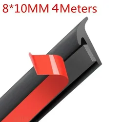 1pcs 4M Car Sealing Strip Inclined T-Shaped Weatherproof Trim Rubber EPDM Rubber With Double-Sided Tape