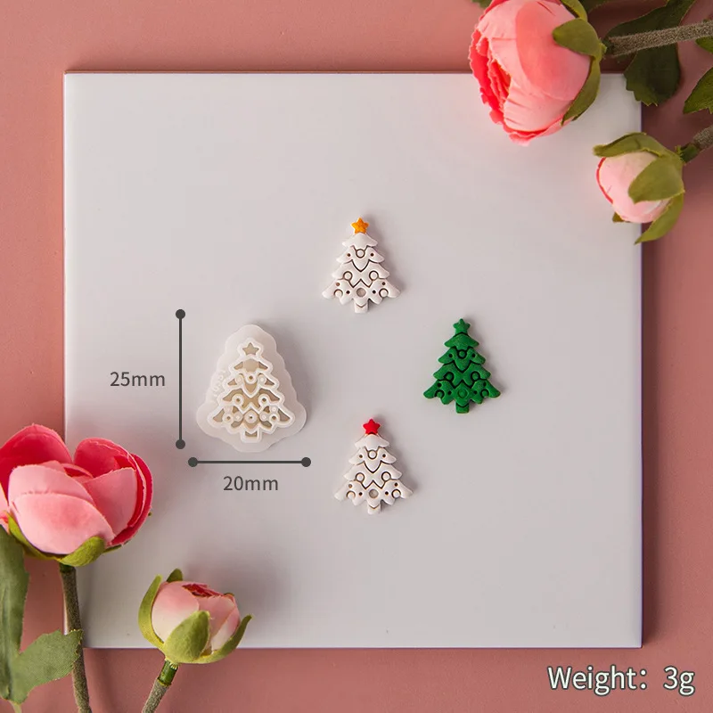 Christmas Series Polymer Clay Cutter Deer Snowflake Santa Claus Gingerbread Man Cutting Die Earring Jewelry Pendant Making Decor