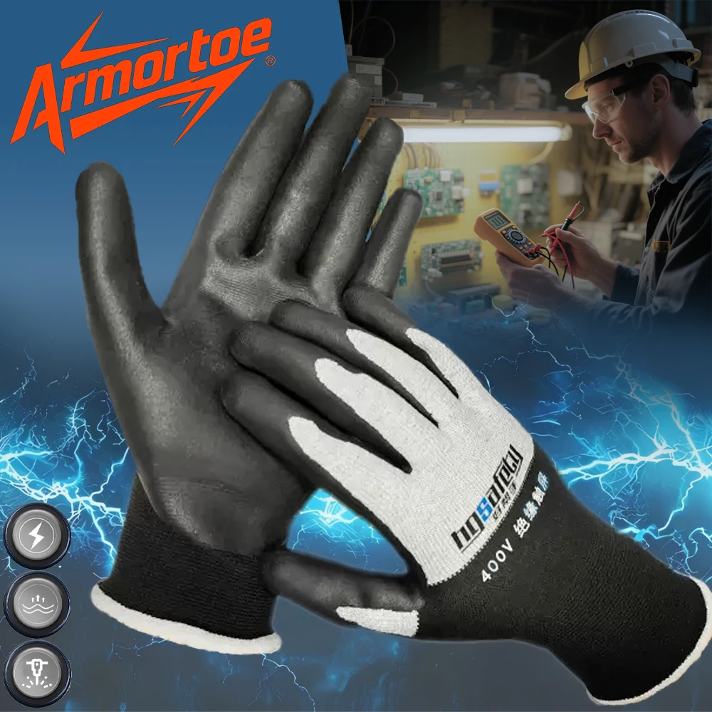 

ArmorToe 400V Ultra Thin Nitrile Gloves Touchscreen Enabled Insulated Live Work Low Voltage Electrician Safety #ArmorToe8017