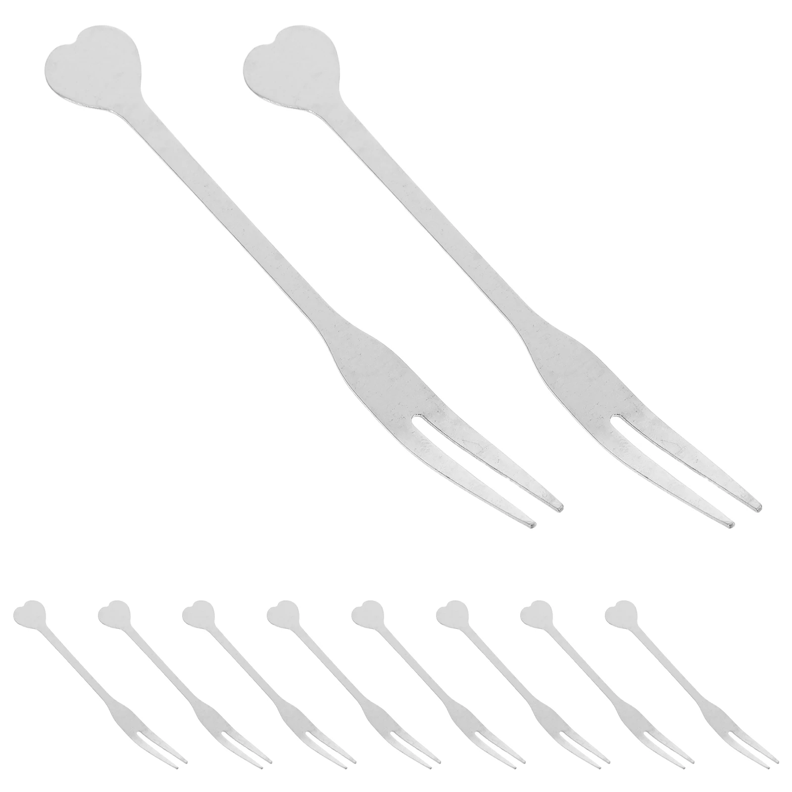 10Pcs Stainless Steel Fruit Forks Reusable Appetizer Picks Party Wedding Home Bar Cafe Fruit Desserts Snacks Kitchen Dinnerware