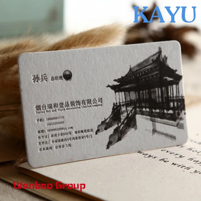 Custom  luxury white printing letter engraved paper business cards paper white business cards