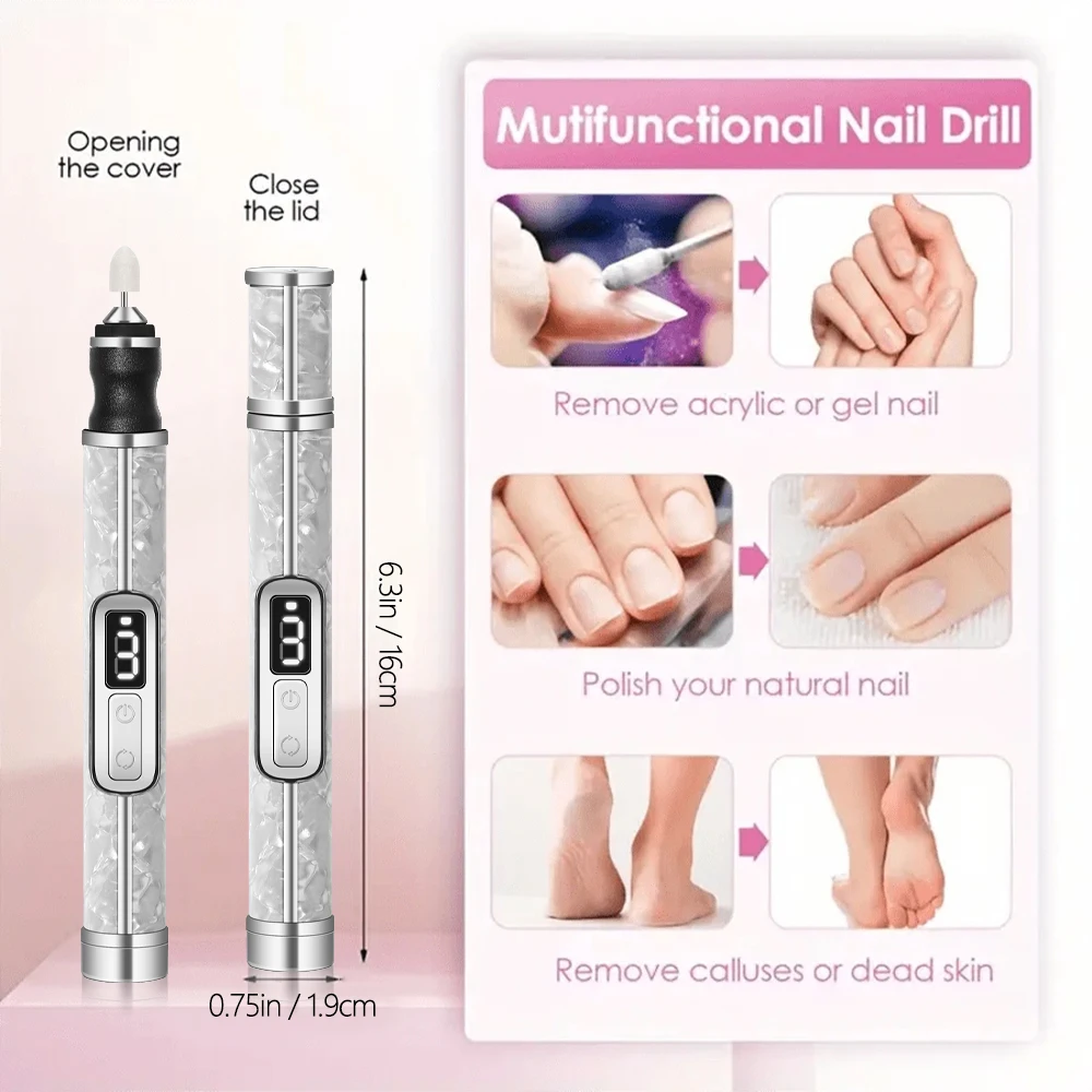 Professional Electric Nail Polishing Machine Nail Drill Multiple Gears Low Noise Nails Sander File Set For Manicure Salon Tools