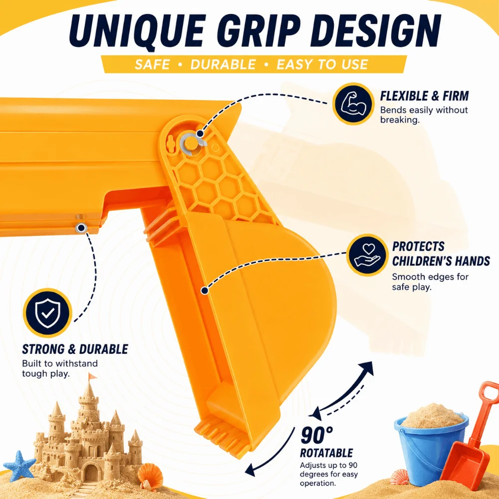 Excavator Arm Shape Beach Sand Digging Tool Plastic Orange Sand Snow Shovel Tool Multipurpose Sand Shovel Arm Kid Beach Tool