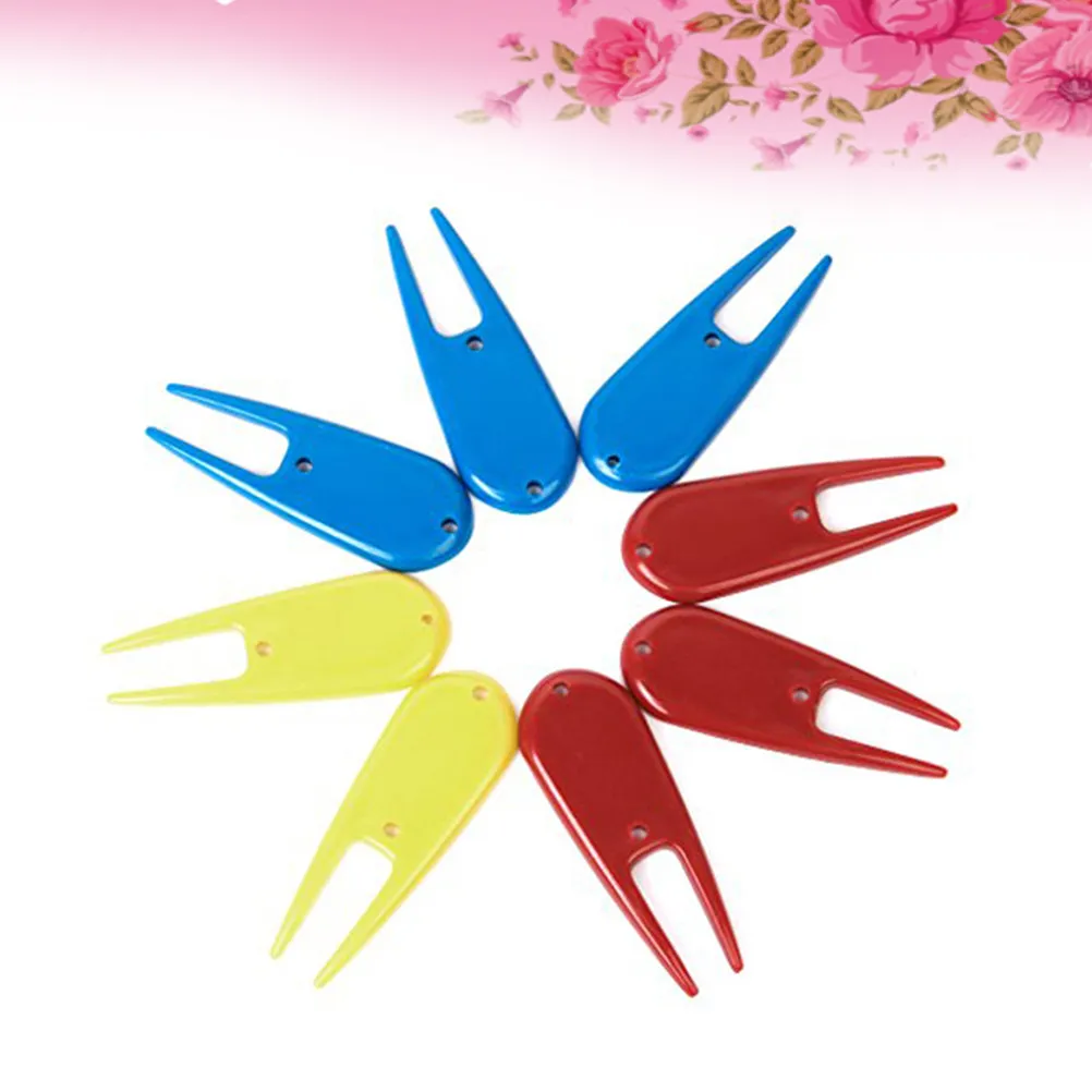 8Pcs Golf Divot Repair Tool with Integrated Ball Marker Plastic Compact Lightweight Non-Slip Surface for Green Maintenance