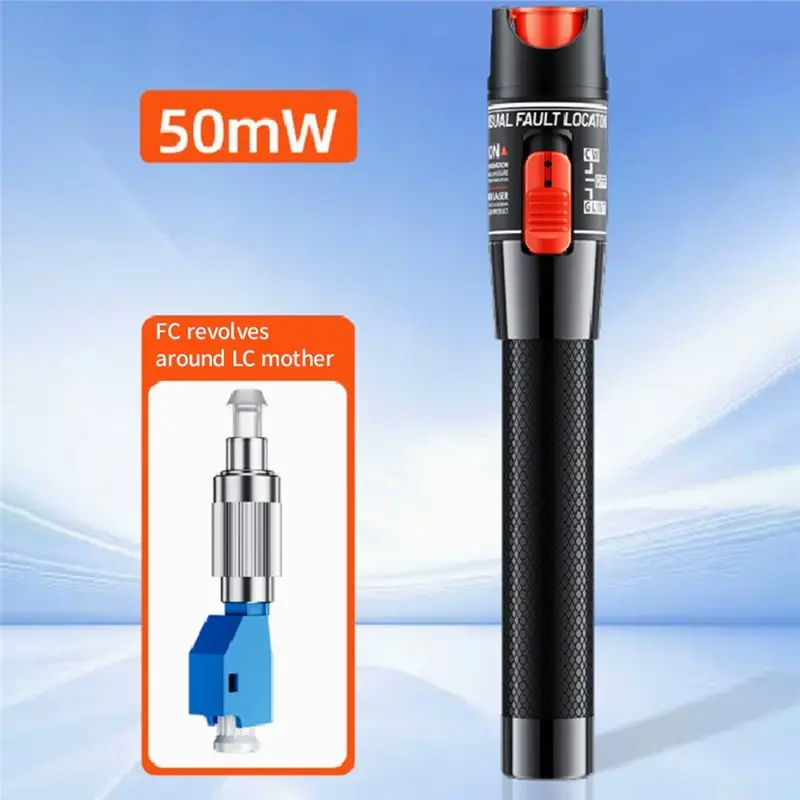 A99E-Visual Fault Locator 50MW 80-100KM VFL Fiber Optic Tester Kit-Single Mode 9/125Um FC Male To LC Female Adapter Included