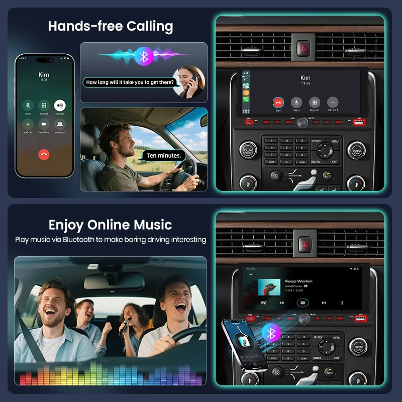 Junsun 6,86 "Radio estéreo para coche 1 Din Universal Multimedia Video reproductor MP5 Carplay Android Auto pantalla táctil BT SWC carga USB 3