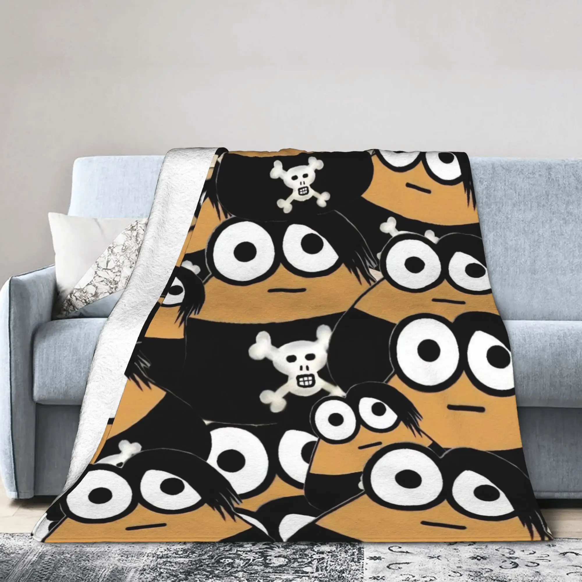 Virtual-Alien Pet P-Pou Flannel Throw Blankets Cartoon Game for Bedroom Knitted Blanket Outdoor Super Soft Multi-function