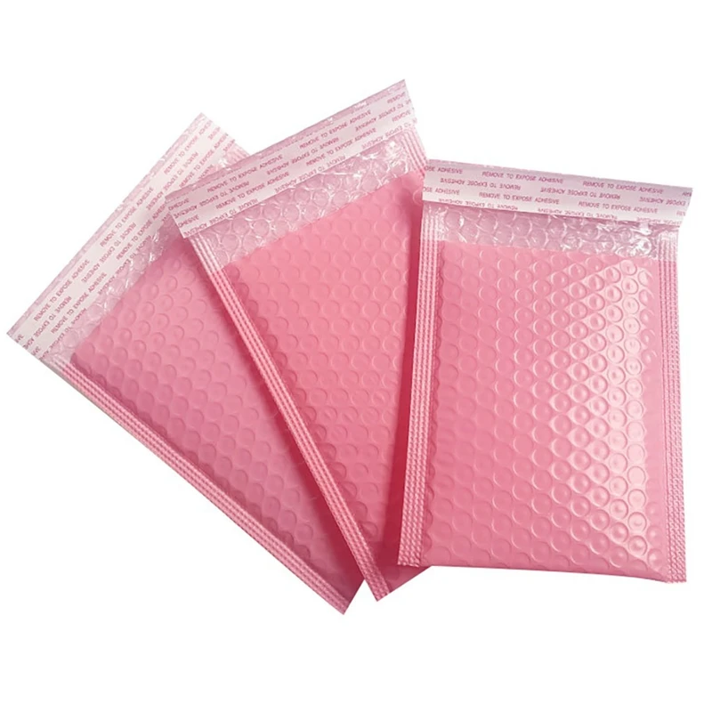 Sacs d'enveloppe en mousse auto-scellants, enveloppes rembourrées avec bulle, sacs d'expédition, emballage rose, 50 pièces