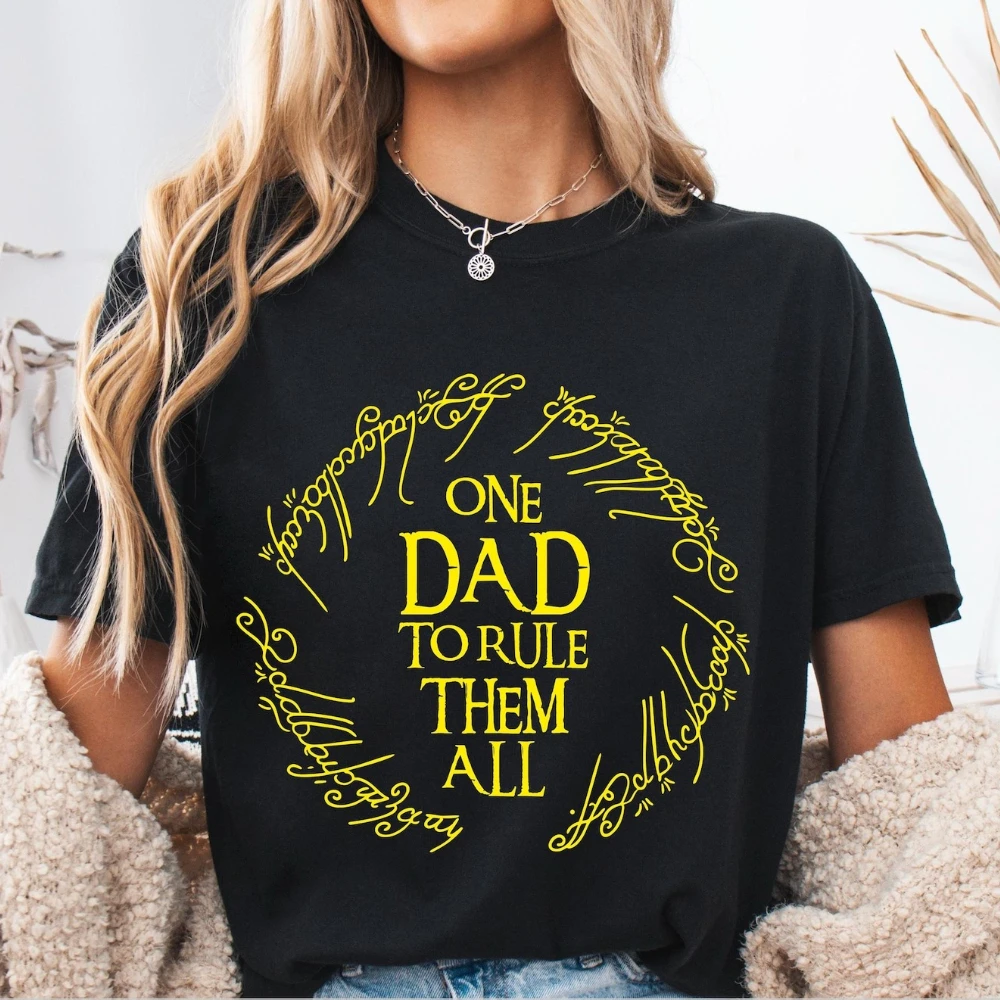 2026 One Dad To Rule Them All T-Shirt LOTR Parody Father's Day Gift Casual Short Sleeve Cotton Graphic T Shirts Unisex Clothes