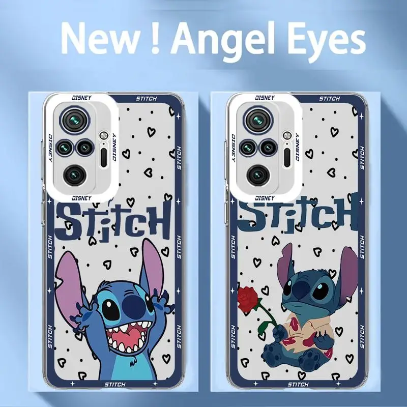 Cartoon Disneys Stitch Angie phone cases for Xiaomi Redmi Note 13 12S 11 Pro 13C X3NFC 11S 10 12ProPlus 9 9s Clear fundas cover