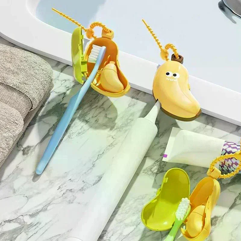 /YOV/Banana Toothbrush Head Protective Cover With Toothpaste Compartment Toothbrush Dust Clamp Portable Travel Style Storage Box