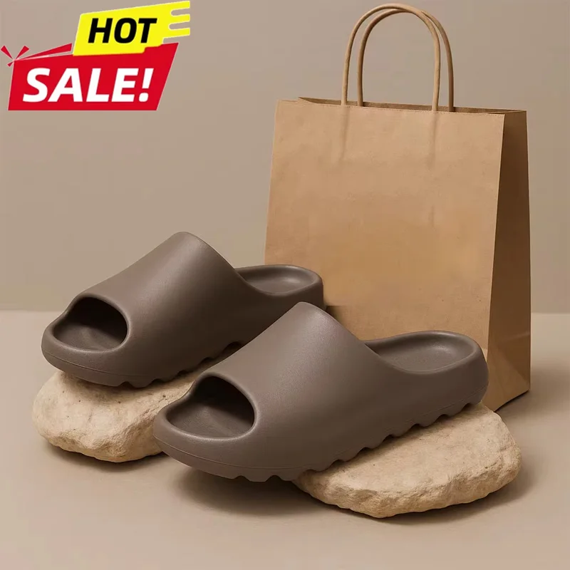 

Fashion EVA Thick Platform Slippers Soft Sole Summer Bathroom Slippers Non Slip Solid Color Beach Shoes For Couples and Women