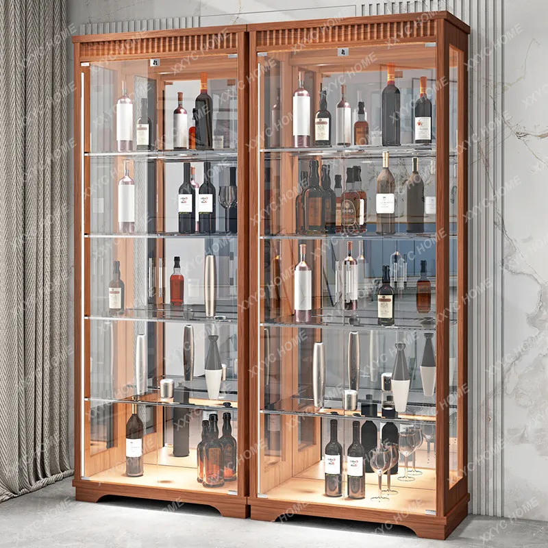 

Modern minimalist living room wall-mounted glass door display cabinet with lock