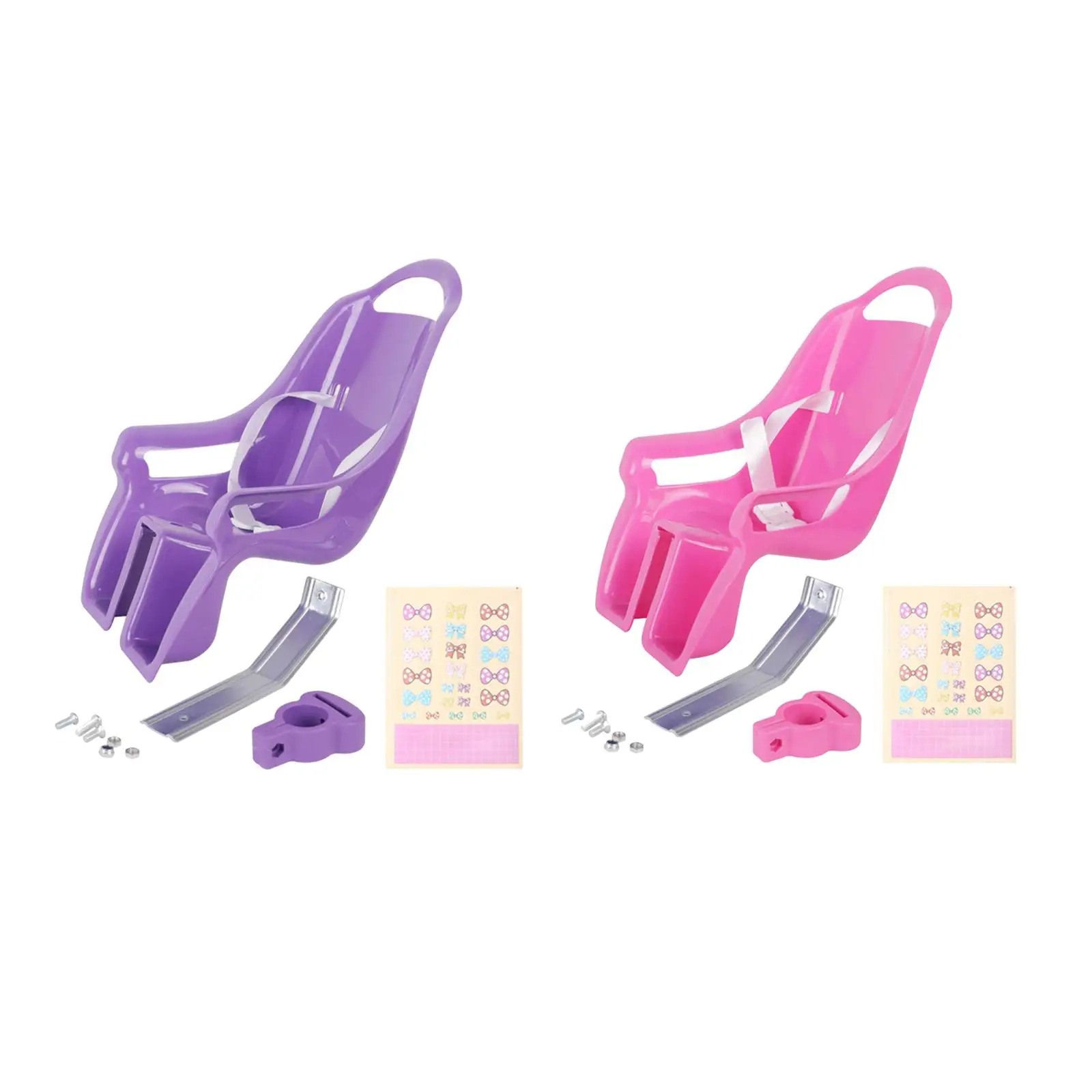 

Girls Bike Doll Seat Pink Plastic Back Seat with DIY Sticker for Kids Bicycle Stuffed Animal Holder