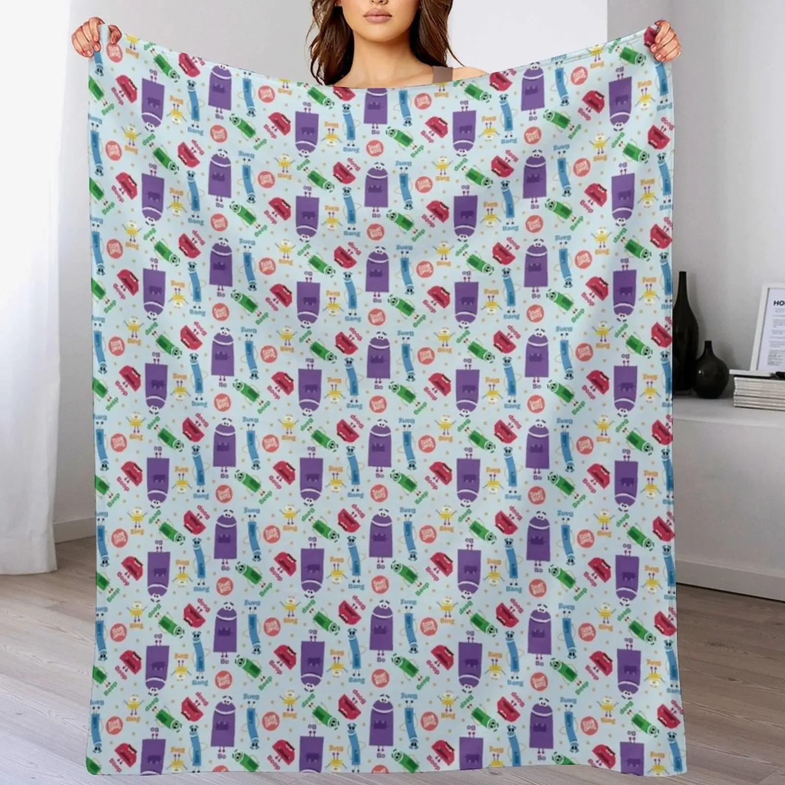 

Colorful Storybots pattern Throw Blanket Cozy Throw Blanket Birthday Gift for Him Her
