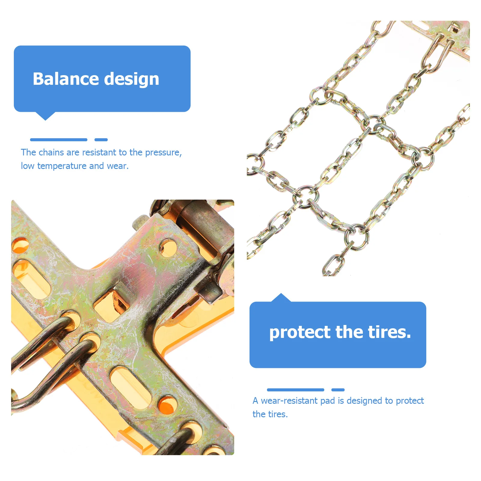 

1 pc Anti Skid Chains For Suv Wheels Snow Tire Ice Chain 3 Chains Balance Design Auto Tightener Wear Resistant Low Temperature