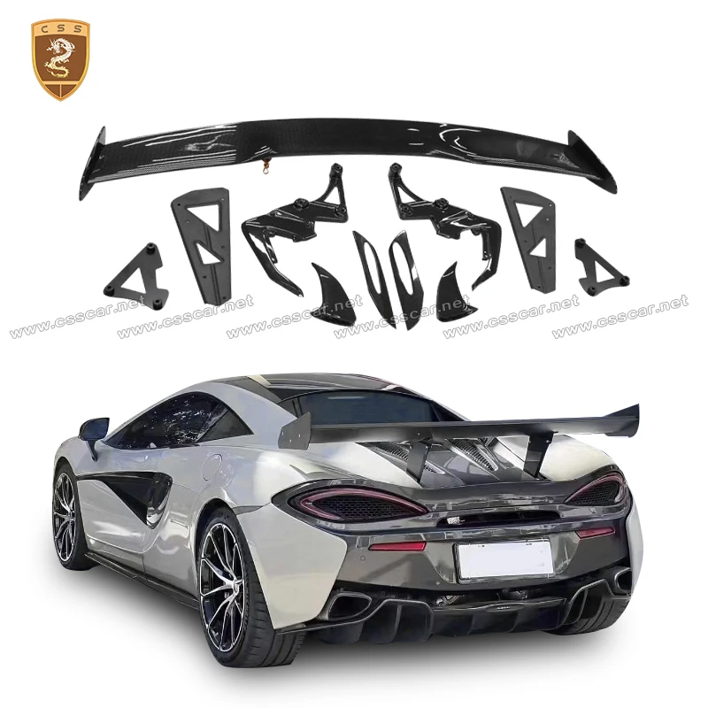 

Fashion MSO Style Dry Carbon Fiber Car Spoiler Rear Wing Assmbly for McLaren 540C 570S 570GT Racing High tail wing with brackets
