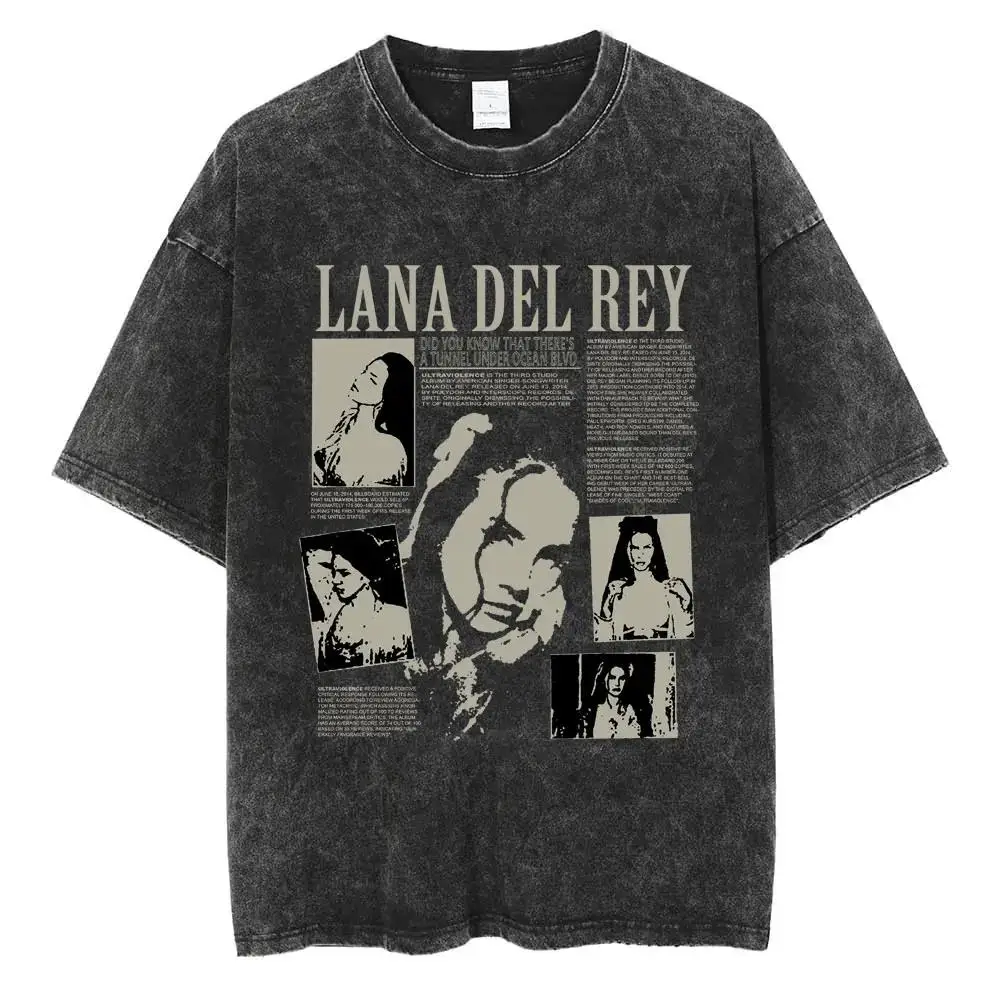 Vintage Washed Lana Del Rey Pure Cotton T Shirt Men Women High Quality Oversized  Short Sleeve T-shirts Cotton Tees Streetwear