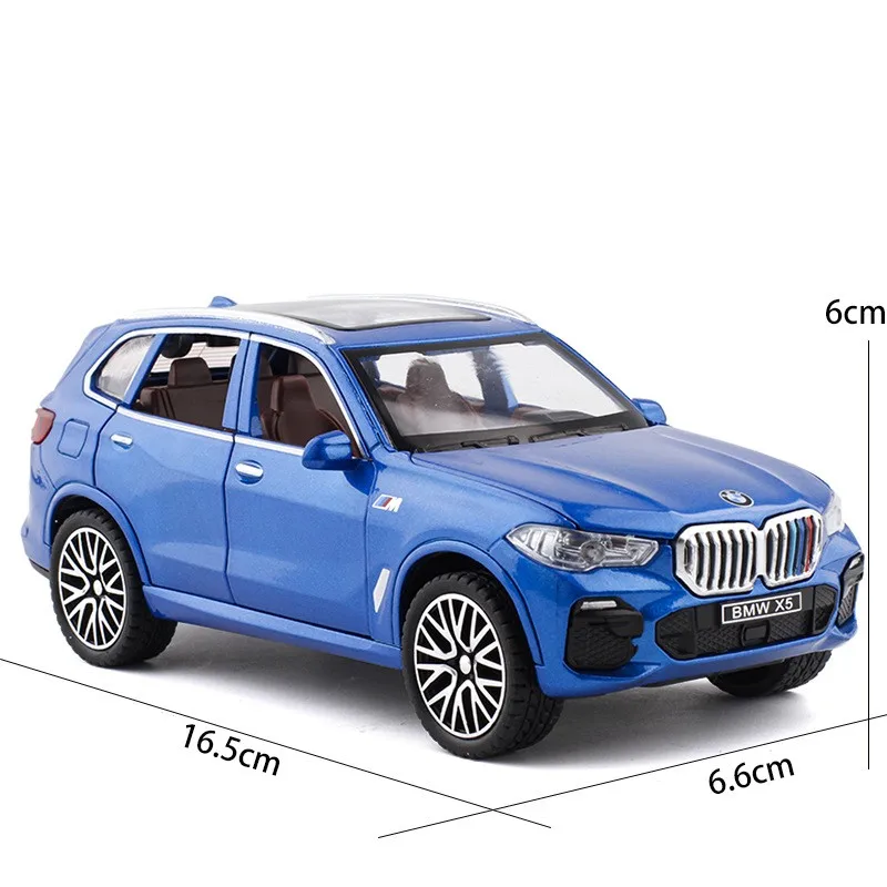 BMW X5 SUV jouet modèle de voiture en métal moulé sous pression, véhicule l\'inventaire, son et lumière, nervures arrière, collection cadeau pour