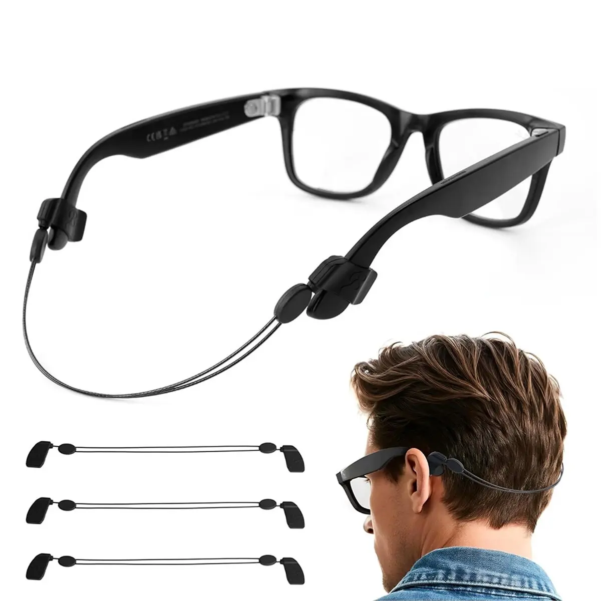 A003 3Pcs Adjustable Eyeglass Strap for //Meta Gen 2 Accessories, Eyewear String Holder for Meta Smart Glasses