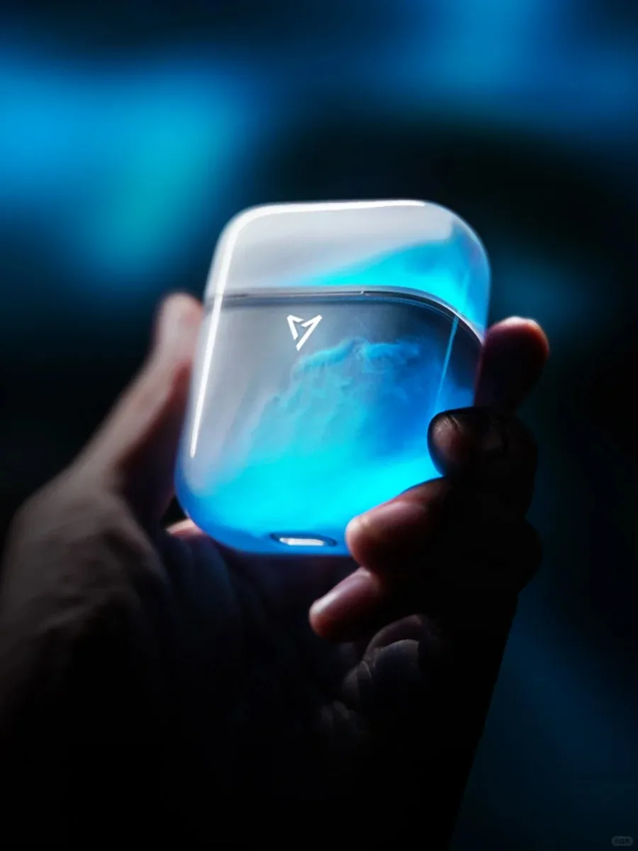 LIUP Night Light الرمال المتحركة سماعات لاسلكية AI الحد من الضوضاء مضيئة الزجاج الشفاف بلوتوث 5.4 Muisc سماعة الألعاب