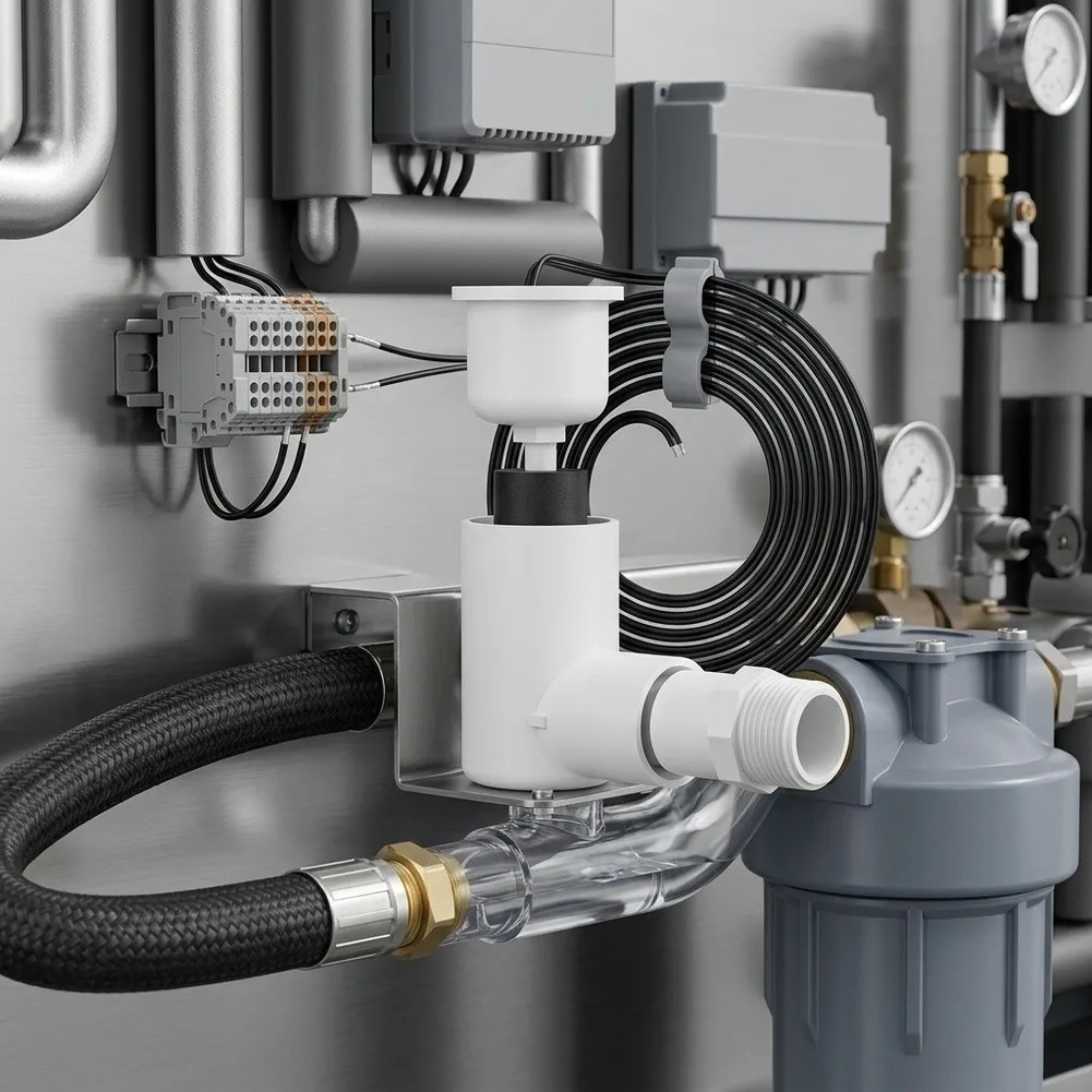 Condensate Overflow Switch With 3/4in Adapter L Type Float Sensor For HVAC AC Heating Cooling Drain Line Shut Off System