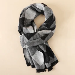 2023 New 180*30cm Men Warm Classic Lattice Scarf Fashion Casual Popular Couple Plaid Winter Men Business Unisex Muffler