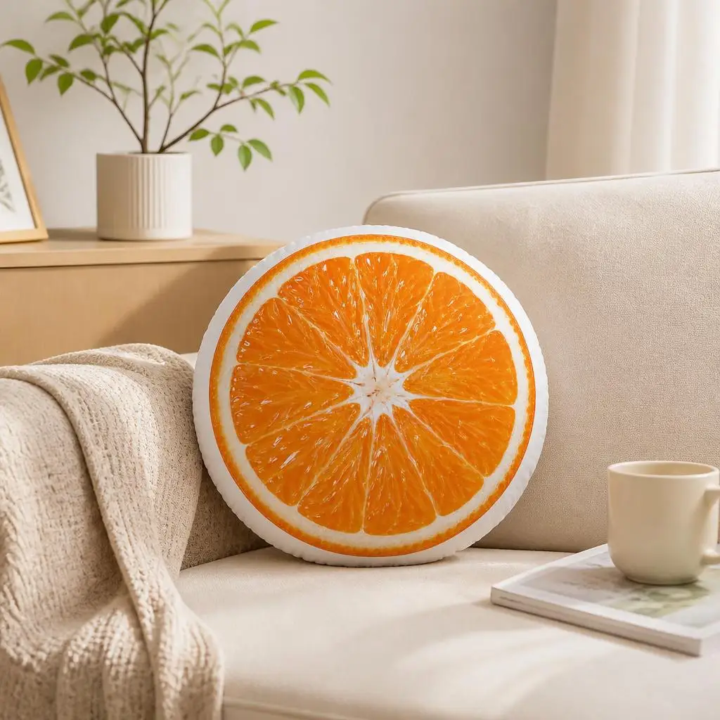Orange Fruit Plush Pillow Cushion Funny Stuffed Throw Pillow Home Decor Gift Sofa Bed Restaurant Chef Kitchen Cafe