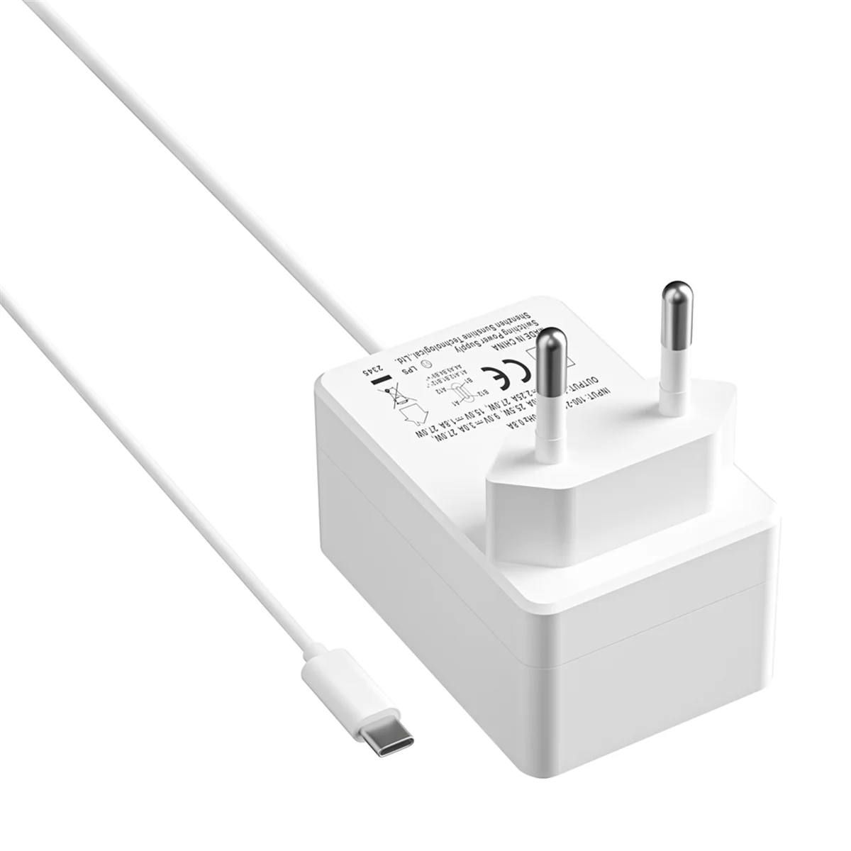 라즈베리 파이 5 세대용 고속 충전기, USB-C PD 5.1V 5A 지지대 Pd 표준 C 타입 인터페이스 충전기, EU 플러그 포함