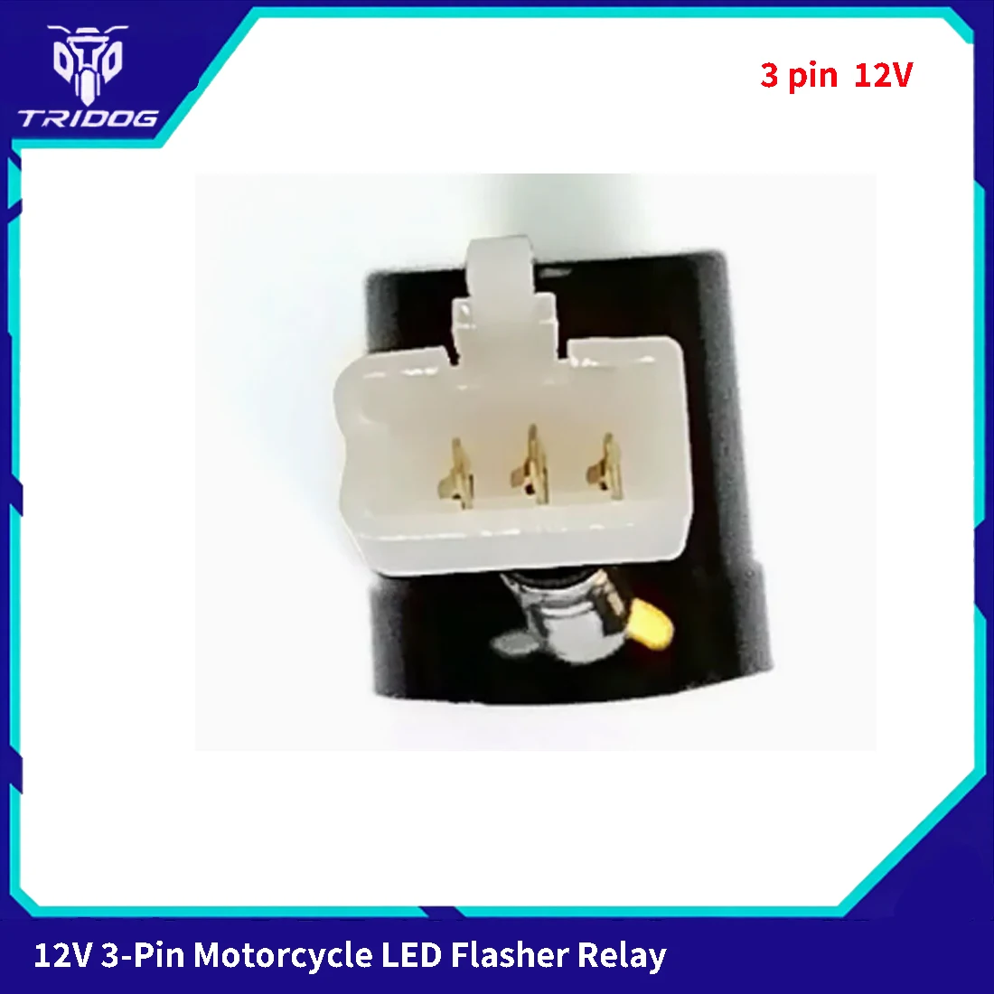 12V 3-Pin Motorcycle LED Flasher Relay for GY6-125 WH-125 — 0.2-15A 0.1-150W Wide Load Range, 85±5 c/min Stable Flash Rate, LED
